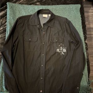 Buffalo David Bitton Black Collared Shirt